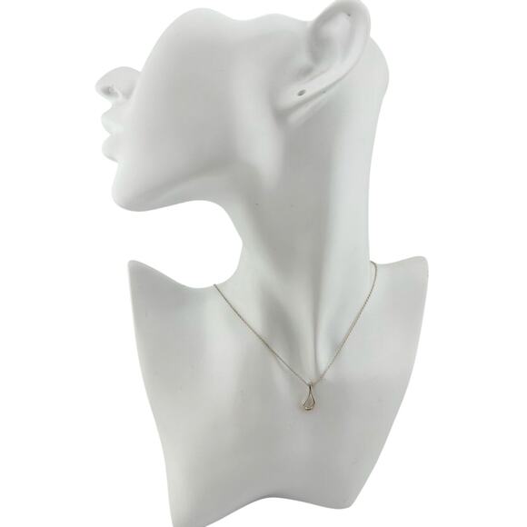 Tiffany and Co Elsa Peretti Medium Teardrop Pendant Necklace 16" - Sterling - Picture 9 of 9